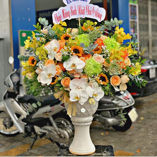 Bình hoa cúc mẫu đơn, hướng dương - BI126