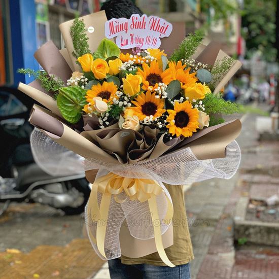 Bó hoa hướng dương, hồng vàng - HB235