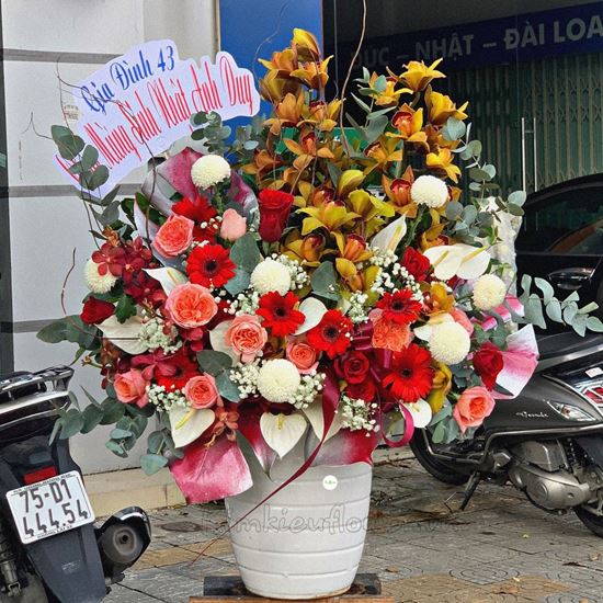 Bình hoa địa lan, hoa hồng london - BI131