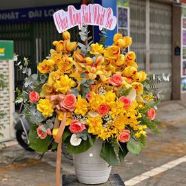 Bình hoa địa lan, hồng cam london - BI132