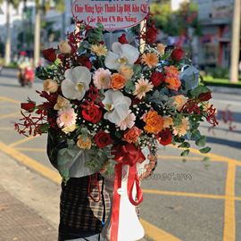 Bình hoa hồng, lan đỏ - BI135