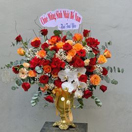 Bình hoa hồng đỏ, lan hồ điệp - BI137