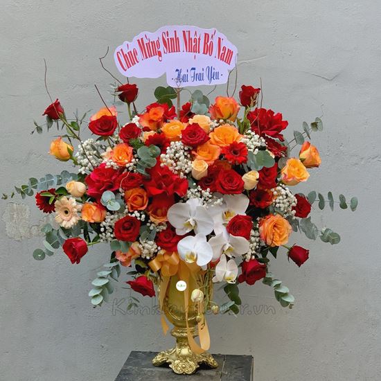 Bình hoa hồng đỏ, lan hồ điệp - BI137