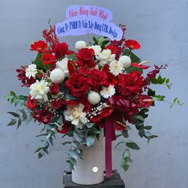 Bình hoa hồng đỏ, lan đỏ - BI139