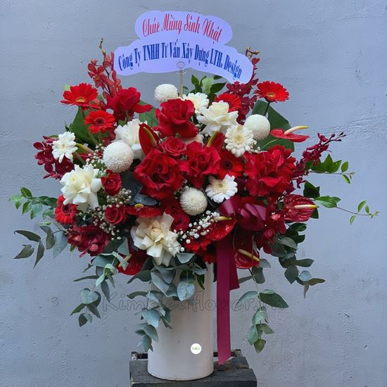 Bình hoa hồng đỏ, lan đỏ - BI139