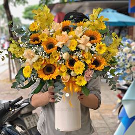 Bình hướng dương, lan vàng - BI146