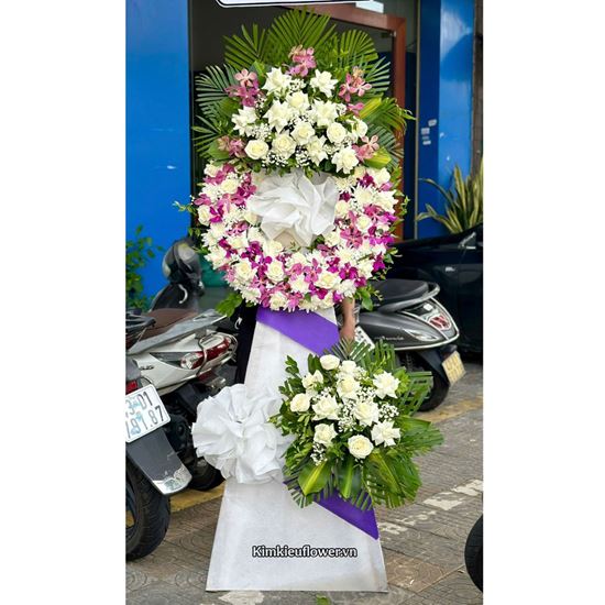 Vòng hoa tone tím trắng - KV291