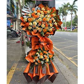 Kệ hoa chúc mừng tone cam victo - KH429