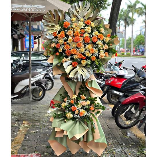 Kệ hoa chúc mừng tone cam - KH434