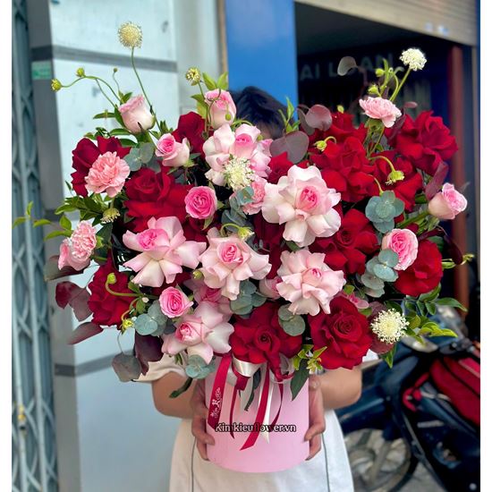 Hộp hoa hồng lạc thần mix hồng đỏ - HG890