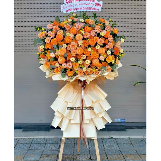 Kệ hoa chúc mừng tone cam shimmer - KH438