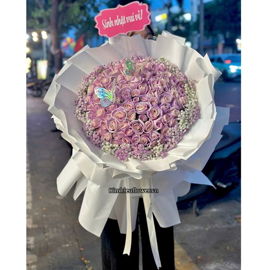 Bó hoa tone tím kiểu bó tròn 99 bông - HB884