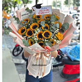 Bó hoa hướng dương mix lá bạc - HB895