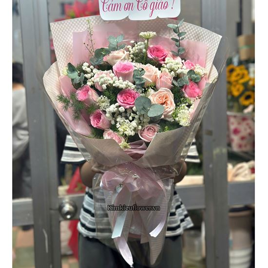 Bó hoa chúc mừng tone hồng - HB897