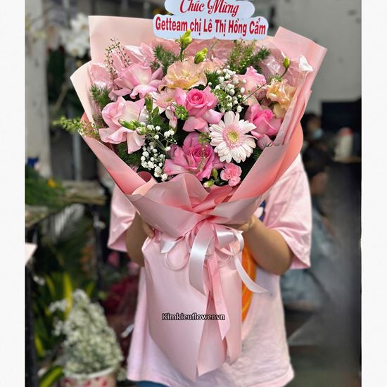 Hoa bó tone hồng mix cát tường - HB940