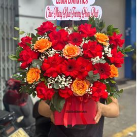 Giỏ chúc mừng tone đỏ cam - HG897