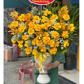 Bình hoa chúc mừng tone vàng - BI342