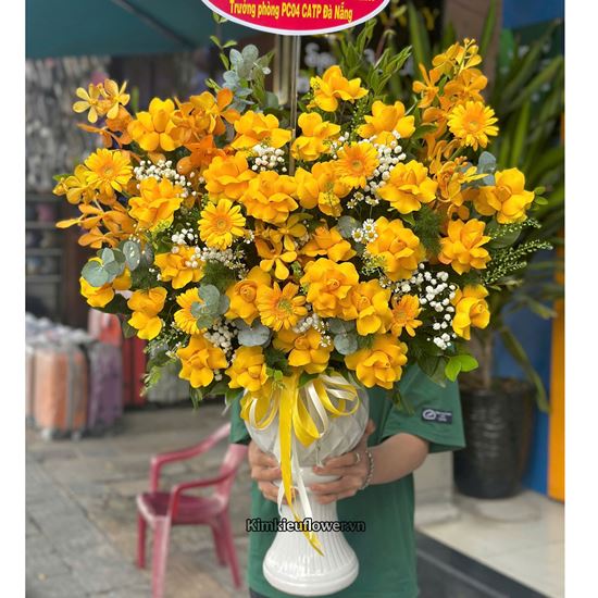 Bình hoa chúc mừng tone vàng - BI342