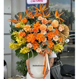 Bình hoa chúc mừng tone cam - BI343