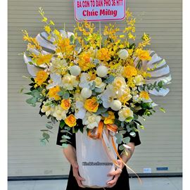 Bình hoa tone vàng mix victo vàng - BI346