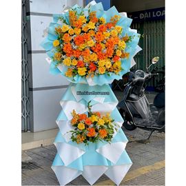 Kệ hoa chúc mừng tone vàng cam - KH450