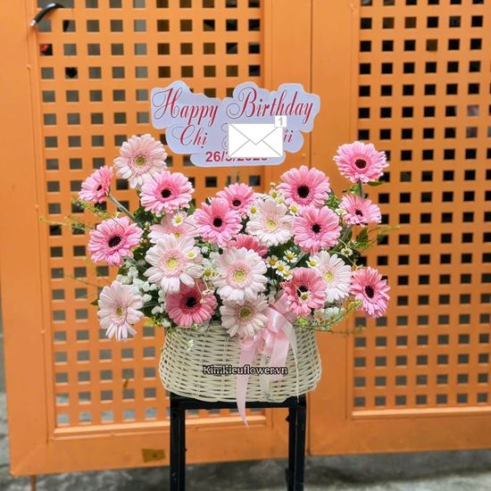 giỏ hoa đồng tiền nhí hồng - HG908