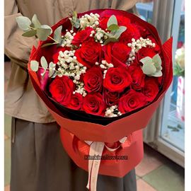 Hoa bó chúc mừng tone đỏ kiểu bó tròn - HB958