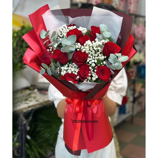 Bó hoa chúc mừng tone đỏ - HB963