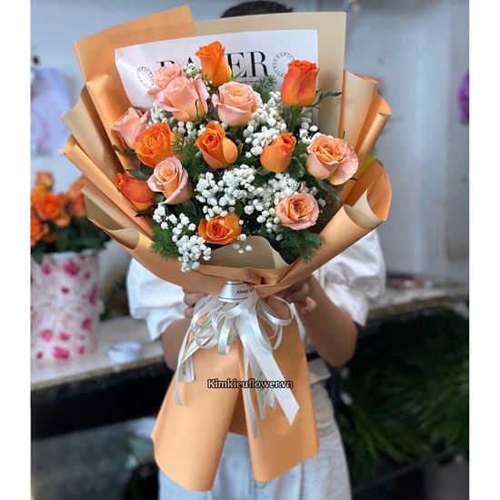 Bó hoa chúc mừng cam quốc vương mix shimmer - HB966