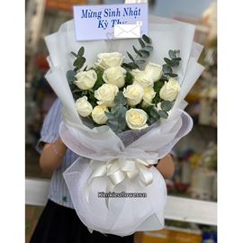 Bó hoa chúc mừng tone trắng - HB977