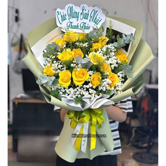 Bó hoa chúc mừng hoa hồng vàng - HB981