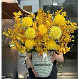 Bình hoa chúc mừng tone vàng - BI352