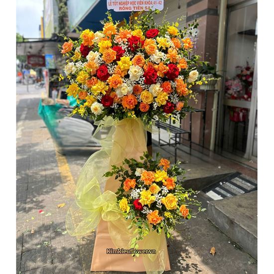 Kệ hoa chúc mừng hoa hồng mix lan vũ nữ - KH463