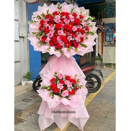 Kệ hoa chúc mừng tone đỏ hồng - KH464