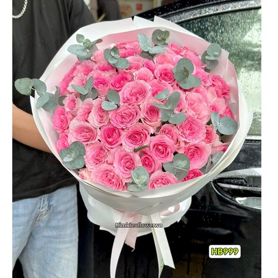 Bó hoa lạc thần mix hồng dâu kiểu bó tròn - HB999