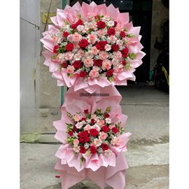 Kệ hoa chúc mừng tone đỏ hồng - KH482