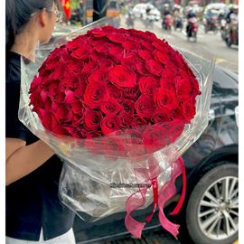 Bó hoa chúc mừng 101 hồng đỏ eku - HB1003