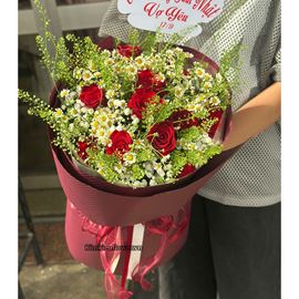 Bó hoa chúc mừng hồng đỏ mix cúc tana - HB1005