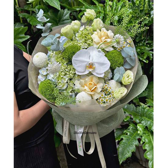 Bó hoa chúc mừng tone xanh lá - HB1012