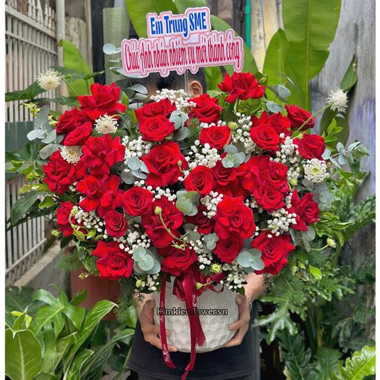 Bình hoa chúc mừng tone đỏ - BI357