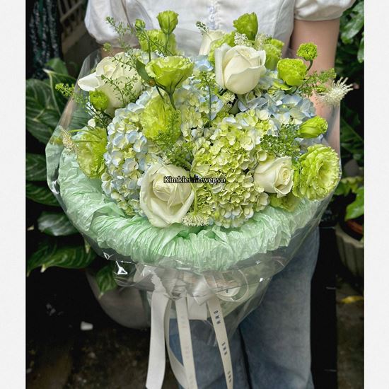 Bó hoa chúc mừng tone xanh lá - HB1026