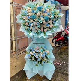 Kệ hoa chúc mừng tone xanh dương - KH485