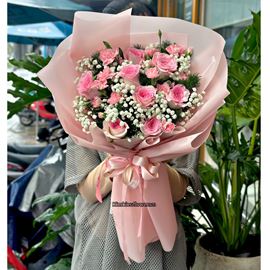 Bó hoa chúc mừng hồng lạc thần mix cẩm chướng - HB1027