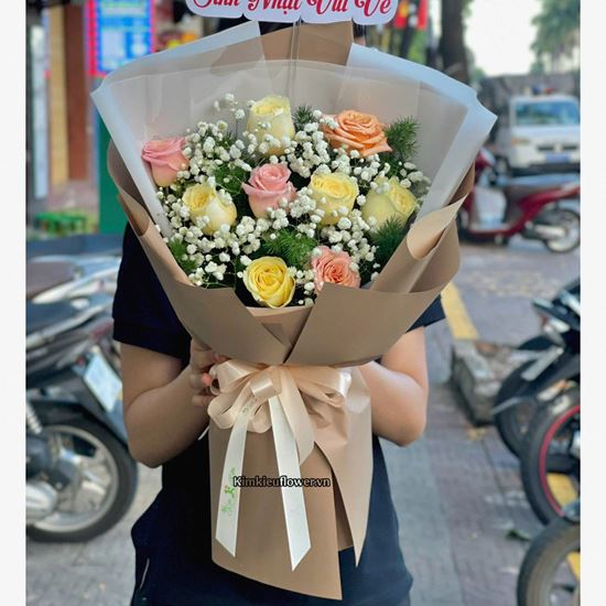 Bó hoa chúc mừng hồng shimmer mix hồng victo - HB1033