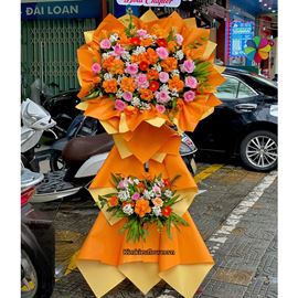 Kệ hoa chúc mừng tone hồng cam - KH487