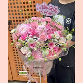 Bó hoa chúc mừng tone hồng kiểu bó tròn - HB1061
