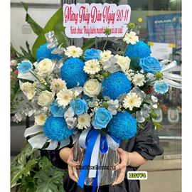 Giỏ hoa chúc mừng tone xanh dương - HG974