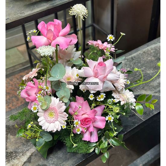 Đĩa hoa chúc mừng tone hồng - ĐH49