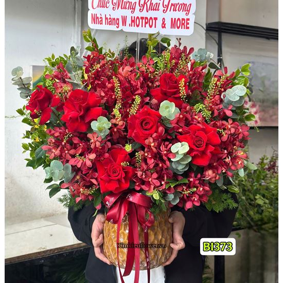 Bình hoa chúc mừng tone đỏ - BI373