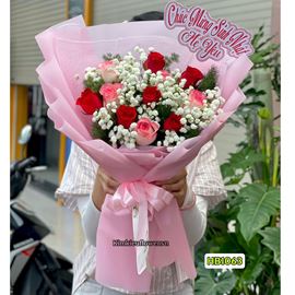 Bó hoa chúc mừng tone đỏ hồng - HB1063
